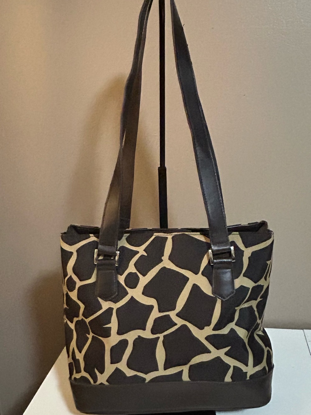 Preston And York Giraffe Print Shoulder Bag Tote Brown Beige Y2K